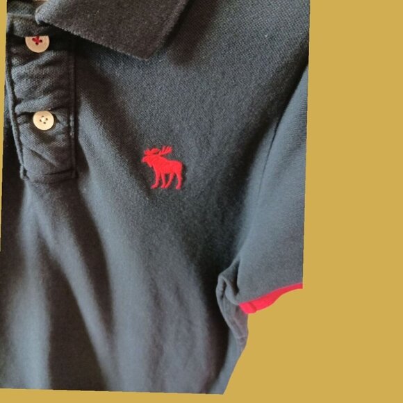 Abercrombie & Fitch Muscle Polo Shirt XL Casual Boy Navy/red XLarge - Picture 10 of 13